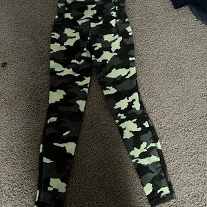 Neon camo lululemon leggings.